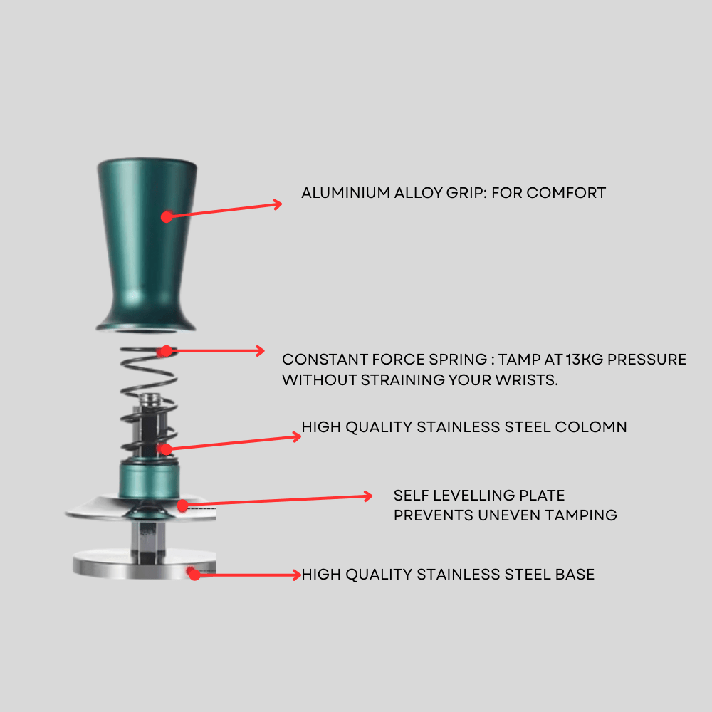 58mm Spring - Loaded Espresso Tamper – Self - Levelling 13kg Constant Pressure - Baristas Tools