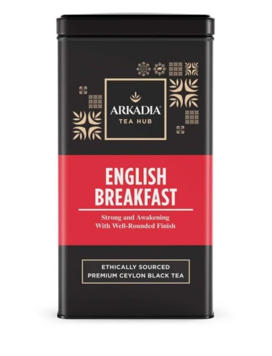 Arkadia English Breakfast Pyramid Tea – 100 Tea Bags (Optional Collectible Tin) - Baristas Tools