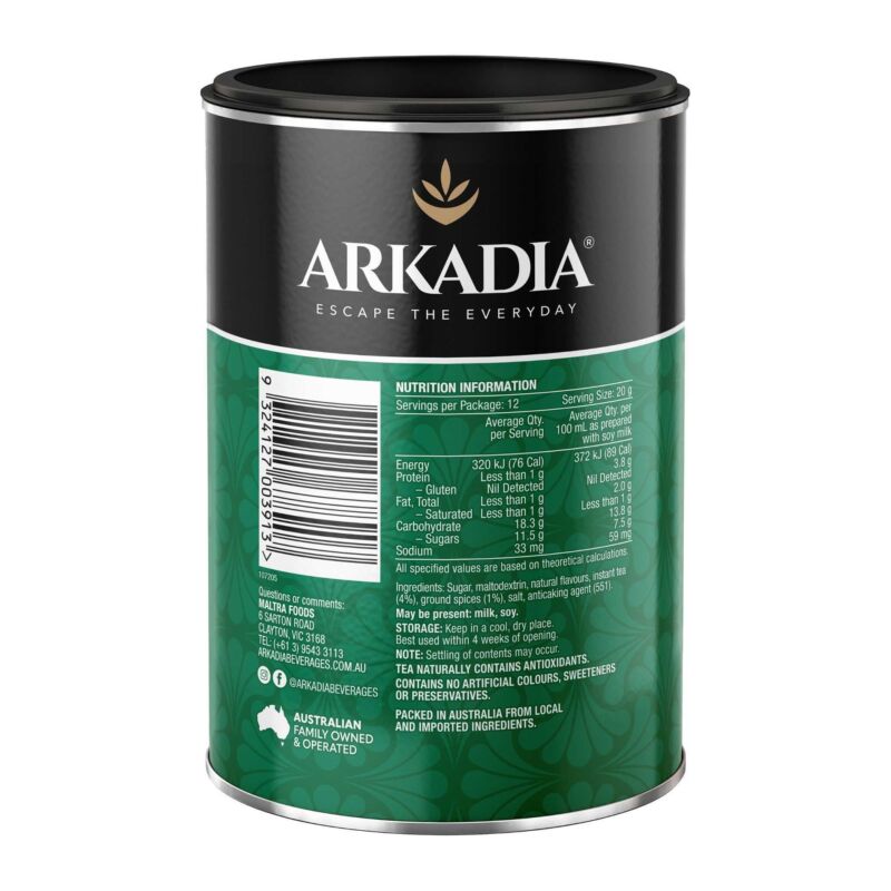 Arkadia Plant - Based Chai Tea 240g – Vegan Chai Latte Powder - Baristas Tools