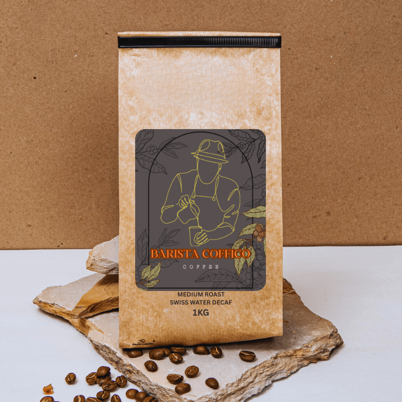 Barista Coffico Swiss Water Decaf Coffee – Medium Roast 500g/1KG (Whole Bean or Ground) - Baristas Tools