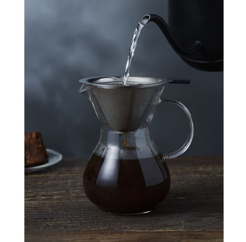 Glass Pour Over Coffee Maker with Stainless Steel Filter – 400ml Manual Brewer - Baristas Tools