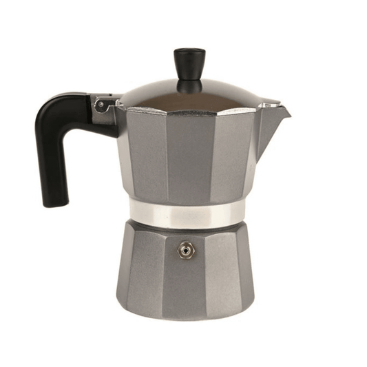 Mastering the Art of Rich and Flavorful Coffee with the Stovetop Moka Pot 6 Cup Coffee Maker in Graphite Grey and Black - Baristas Tools