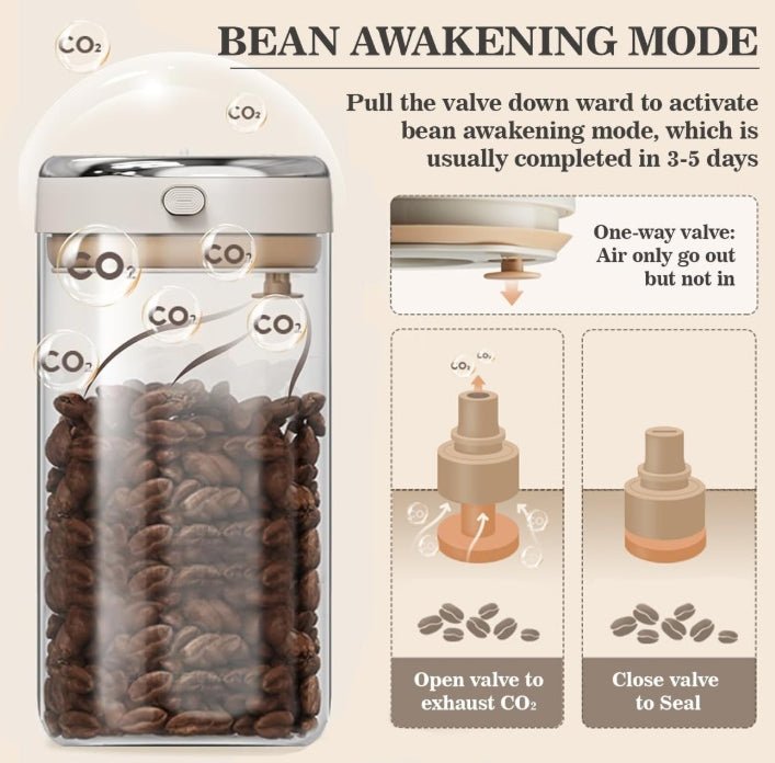 1700ml Airtight Coffee Canister – Borosilicate Glass Jar with One-Way Valve & Date Tracker - Baristas Tools