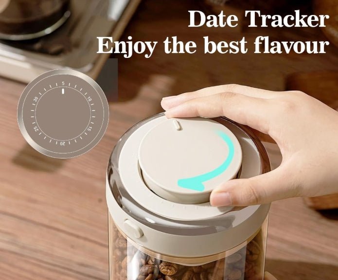 1700ml Airtight Coffee Canister – Borosilicate Glass Jar with One-Way Valve & Date Tracker - Baristas Tools
