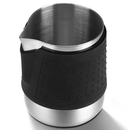 350ml Coffee Milk Frothing Jug – Stainless Steel Espresso Pitcher with Anti - Scald Silicone Grip | Barista Latte Art Cup for Steaming & Pouring - Baristas Tools