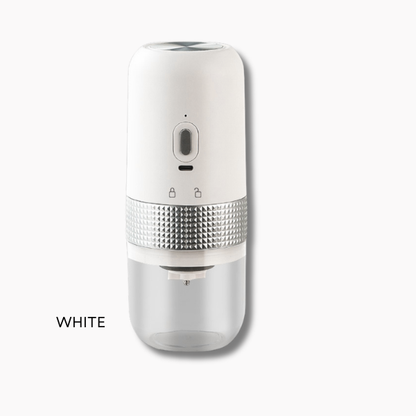 White handheld device with clear container on a white background
