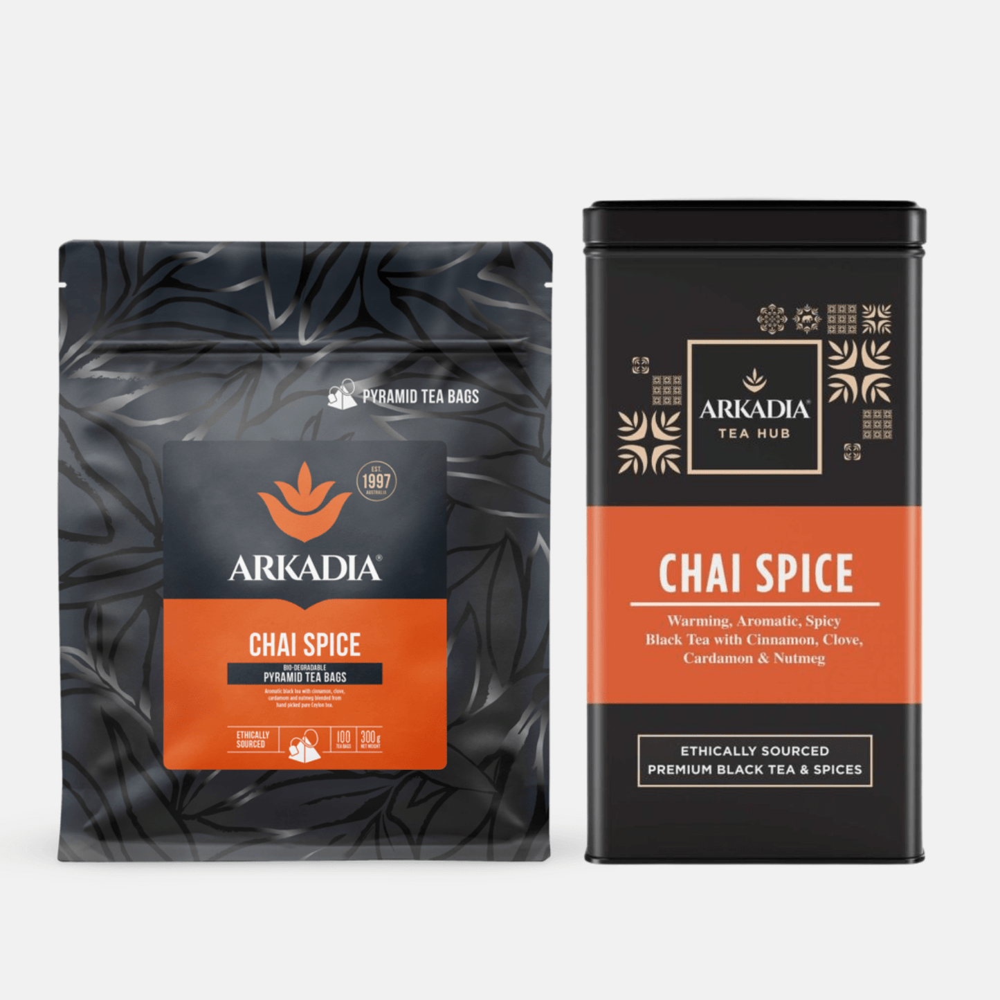Arkadia Chai Tea Pyramid Bags 300g (100 pack) - Baristas Tools