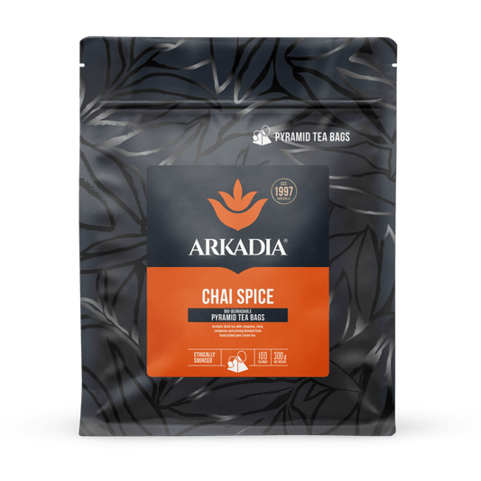 Arkadia Chai Tea Pyramid Bags 300g (100 pack) - Baristas Tools
