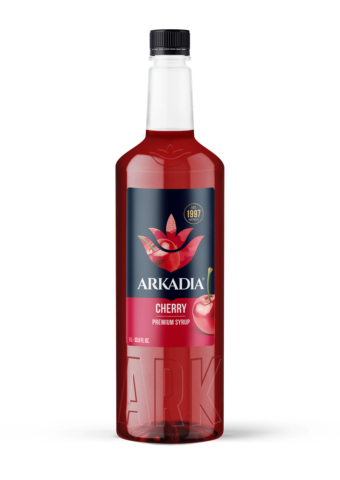 Arkadia Cherry Syrup 1L – Café Flavouring Syrup for Coffee, Milkshakes, Soda & Desserts - Baristas Tools
