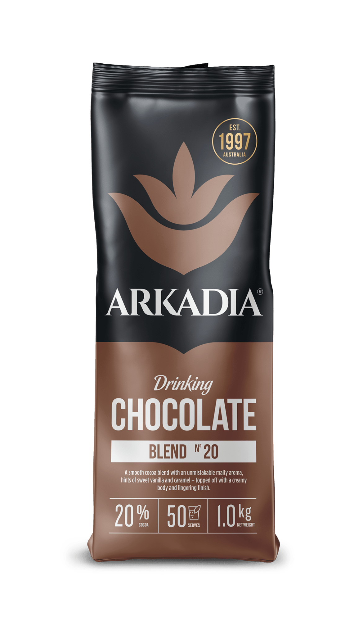 Arkadia Drinking Chocolate 20% Cocoa (1kg) Light, Creamy, and Comforting – Café Style - Baristas Tools