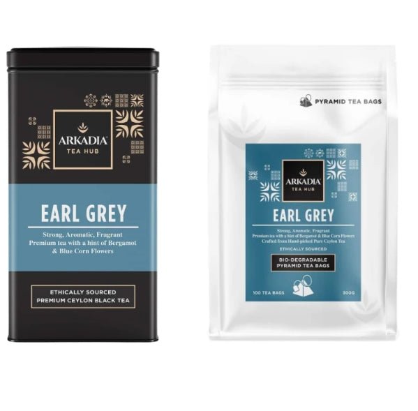 Arkadia Earl Grey Pyramid Tea – 100 Tea Bags (Optional Collectible Tin) - Baristas Tools