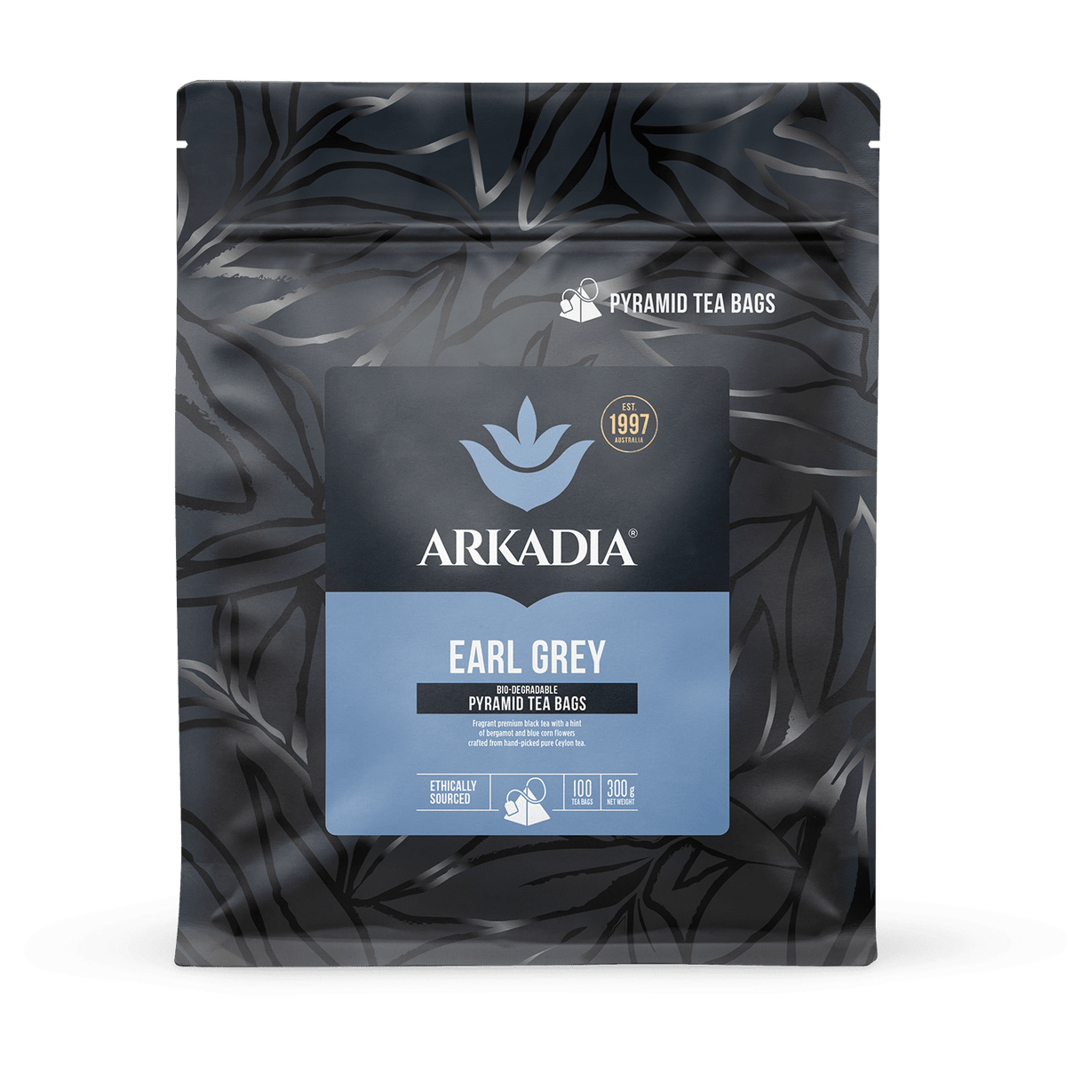 Arkadia Earl Grey Pyramid Tea Bags 100 Pack 300g