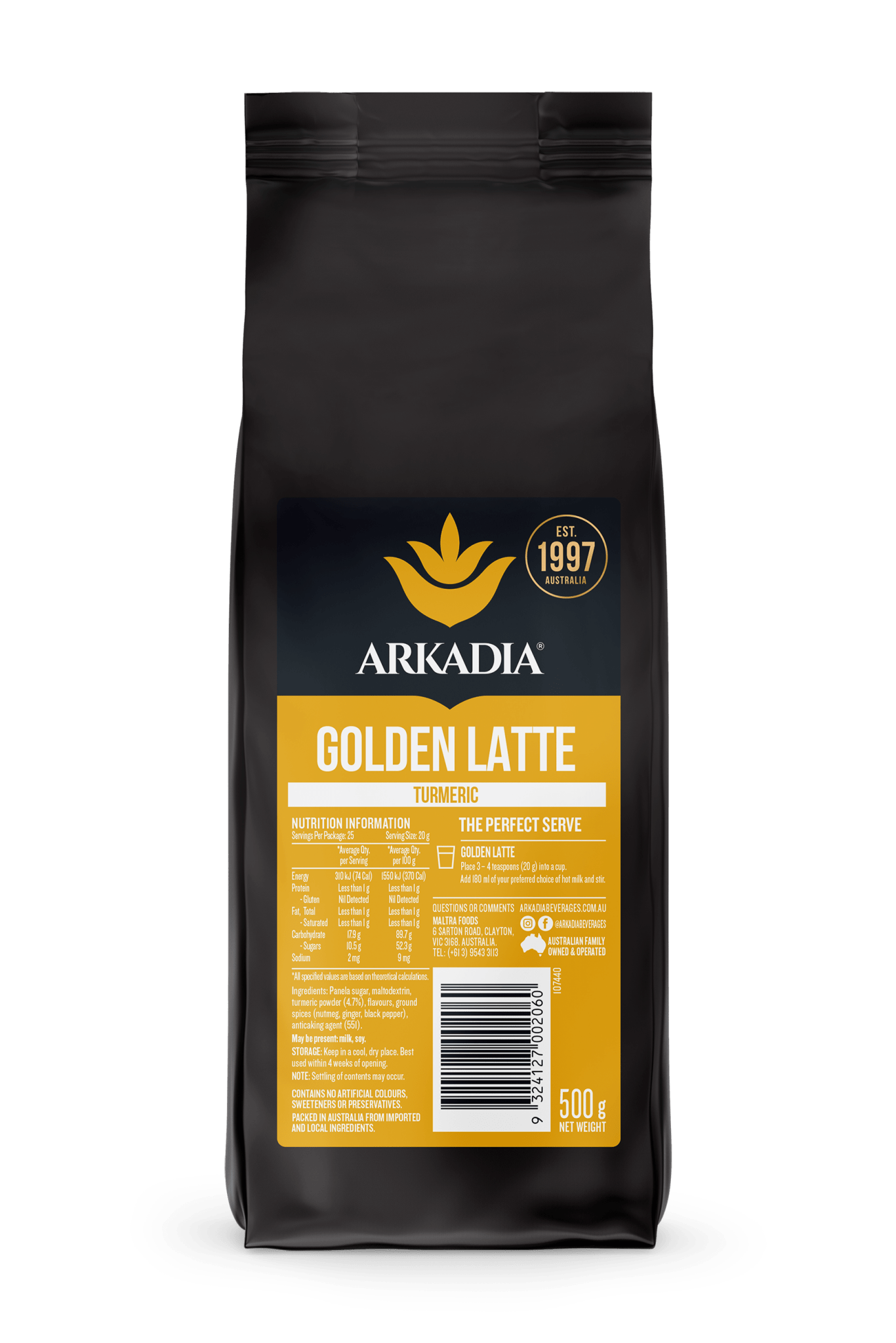 Arkadia Golden Turmeric Latte – 500g - Baristas Tools