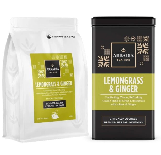 Arkadia Lemongrass Pyramid Tea – 100 Tea Bags (Optional Collectible Tin) - Baristas Tools