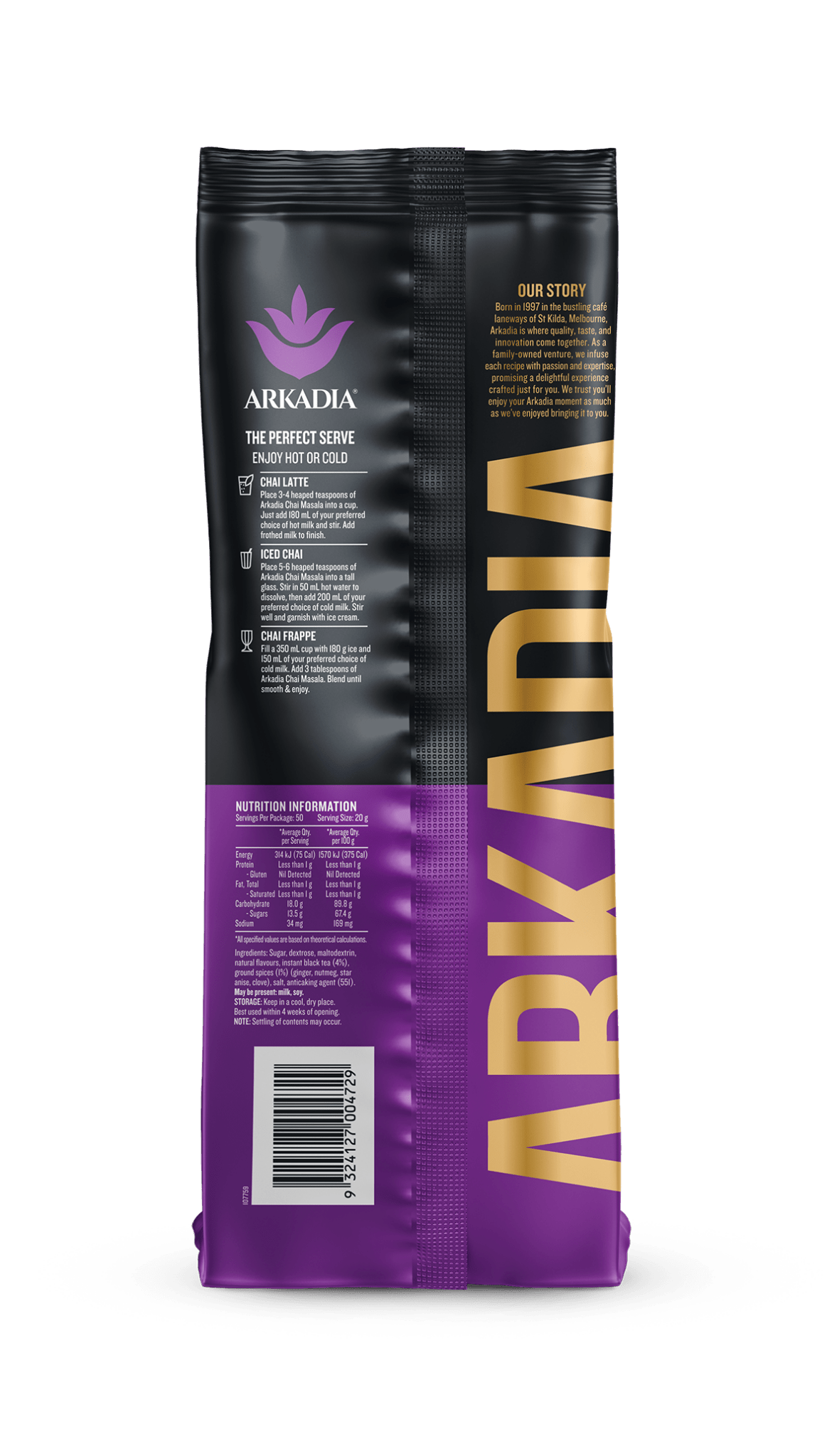 Arkadia Masala Chai 1kg – Authentic Spiced Chai Latte Mix - Baristas Tools