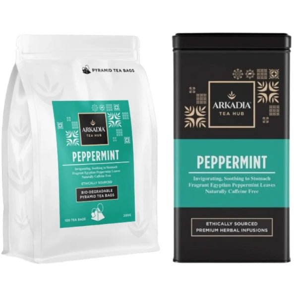 Arkadia Peppermint Pyramid Tea – 100 Tea Bags (Optional Collectible Tin) - Baristas Tools