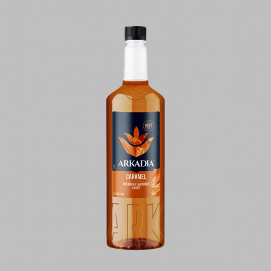 Arkadia Premium Caramel Syrup 1L – Velvety Caramel for Café - Quality Drinks - Baristas Tools