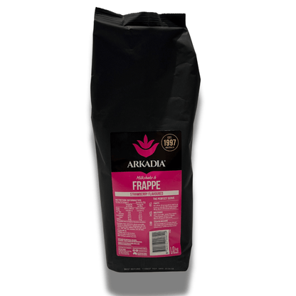 Arkadia Strawberry Milkshake & Frappe Powder 1kg – Café Style Strawberry Milkshake & Iced Drink Mix - Baristas Tools