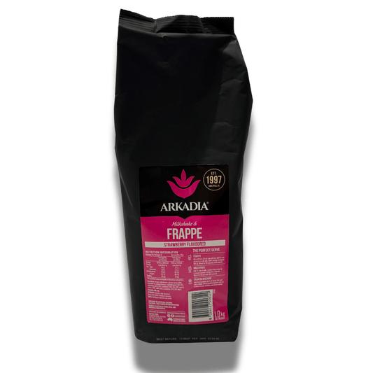 Arkadia Strawberry Milkshake & Frappe Powder 1kg – Café Style Strawberry Milkshake & Iced Drink Mix - Baristas Tools