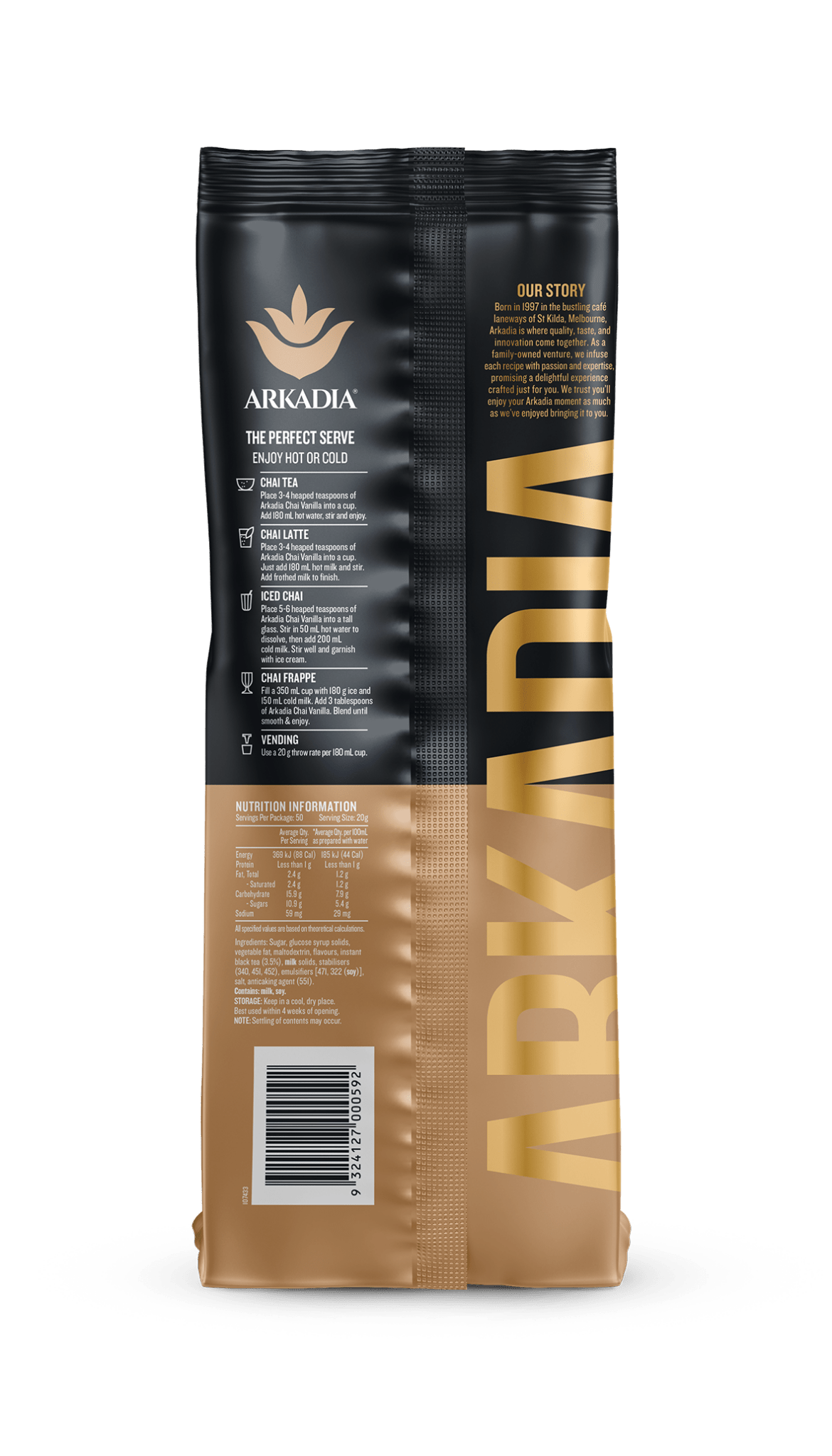 Arkadia Vanilla Chai – Smooth, Spiced, and Irresistible (1kg) - Baristas Tools