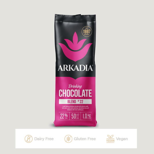 Arkadia Vegan Drinking Chocolate 22% Cocoa 1kg - dairy free - gluten free - Baristas Tools