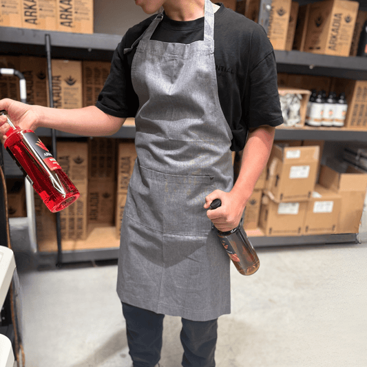 Barista Bib Apron – Black or Grey, Cotton-Linen Blend, Adjustable Neck, Large Front Pocket - Baristas Tools