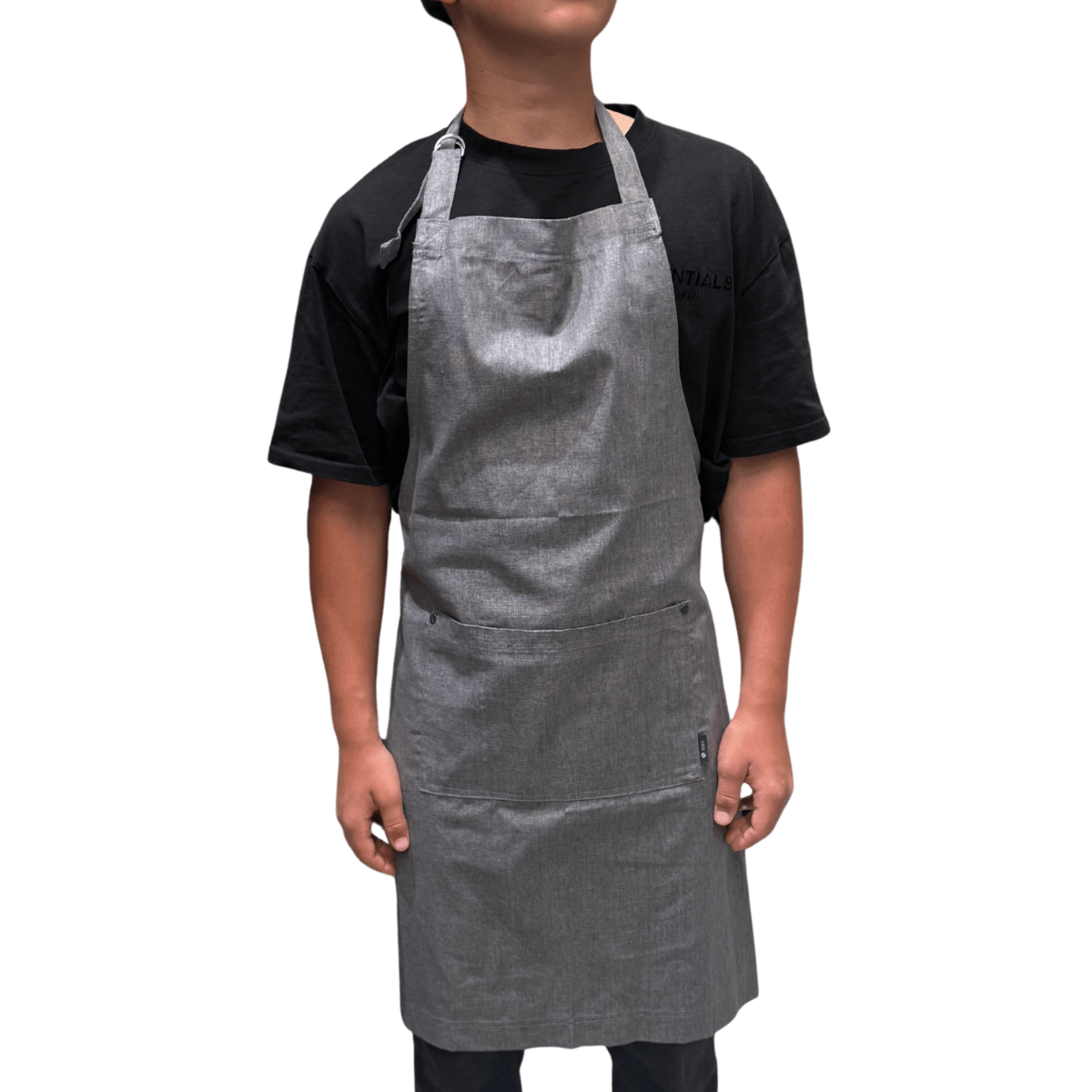 Barista Bib Apron – Black or Grey, Cotton-Linen Blend, Adjustable Neck, Large Front Pocket - Baristas Tools