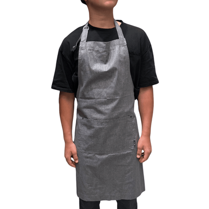 Barista Bib Apron – Black or Grey, Cotton-Linen Blend, Adjustable Neck, Large Front Pocket - Baristas Tools