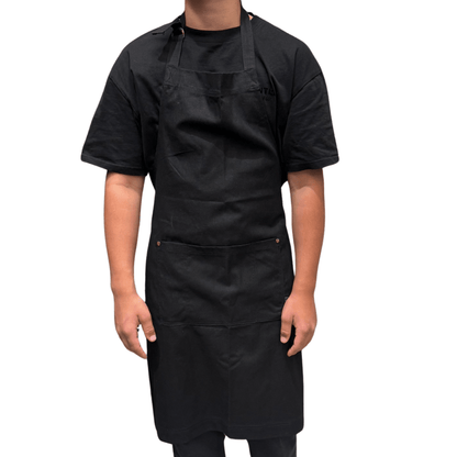 Barista Bib Apron – Black or Grey, Cotton-Linen Blend, Adjustable Neck, Large Front Pocket - Baristas Tools