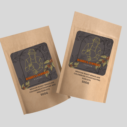 Barista Coffico Medium Roast Coffee – Brazilian, Colombian, Ethiopian Blend with PNG Robusta (500g / 1kg) - Baristas Tools