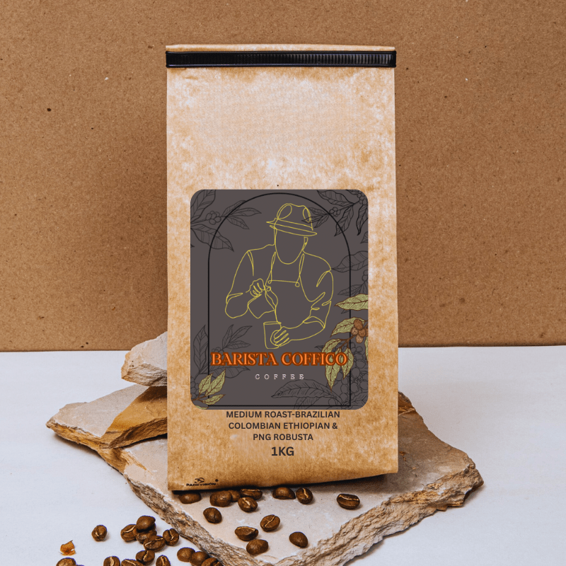 Barista Coffico Medium Roast Coffee – Brazilian, Colombian, Ethiopian Blend with PNG Robusta (500g / 1kg) - Baristas Tools
