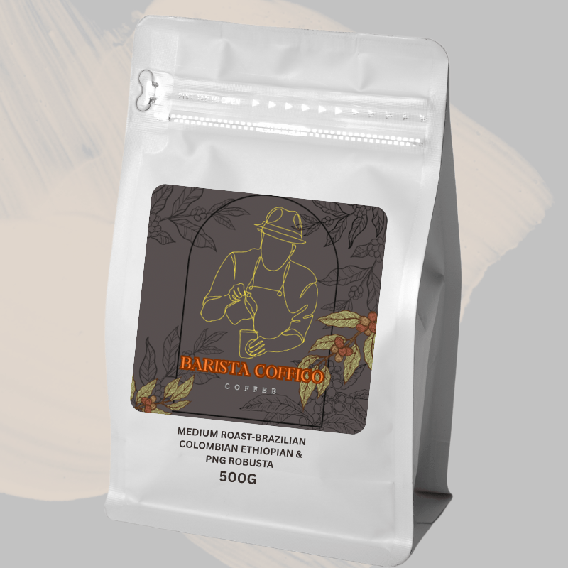 Barista Coffico Medium Roast Coffee – Brazilian, Colombian, Ethiopian Blend with PNG Robusta (500g / 1kg) - Baristas Tools