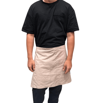 Beige Barista Waist Apron – 100% Cotton, Brass Hardware, 80×45 cm, Double Front Pockets - Baristas Tools