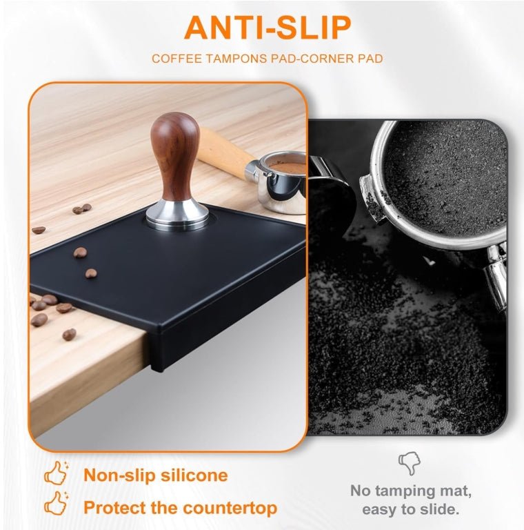Black Silicone Coffee Tamper Mat – Non - Slip, Heat - Resistant Espresso Tamping Pad - Baristas Tools