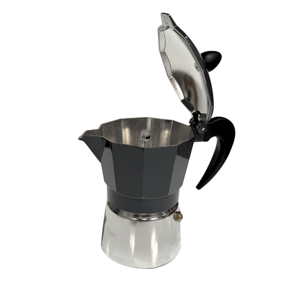 Black & Silver 3 Cup Moka Pot - Coffee Perculator - Baristas Tools