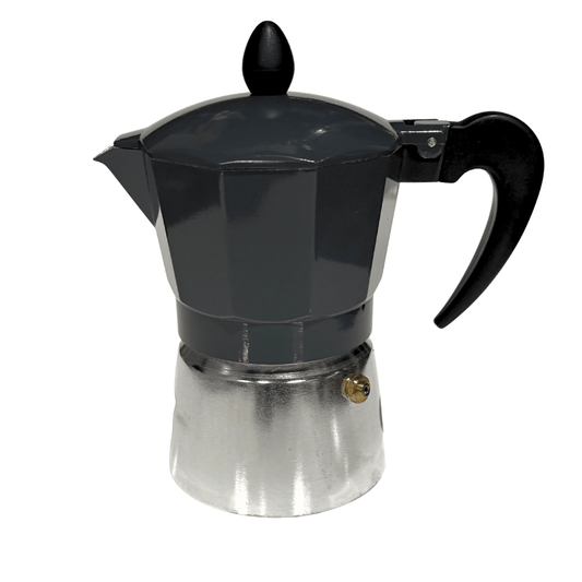 Black & Silver 3 Cup Moka Pot - Coffee Perculator - Baristas Tools