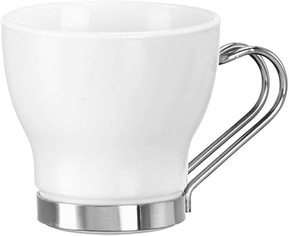 Bormioli Rocco Aromateca Oslo White Espresso Cups – 3.5 oz / 10.9 cl – Set of 4 with Stainless Steel Handles - Baristas Tools