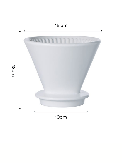 Ceramic Pour - Over Coffee Jug Set with V60 - Style Dripper & Bamboo Coaster – 900ml - Baristas Tools