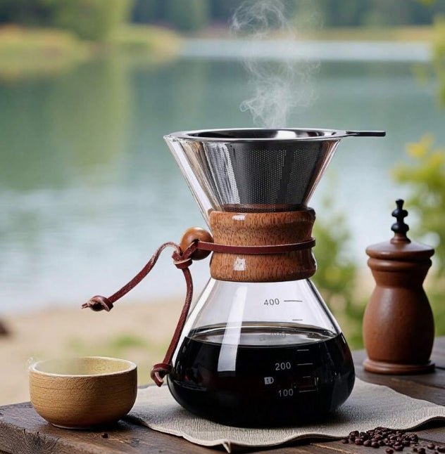 Chemex - Style Pour Over Coffee Maker 400ml – Glass & Wood - Baristas Tools