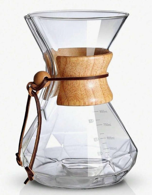 Chemex - Style Pour Over Coffee Maker 400ml – Glass & Wood - Baristas Tools
