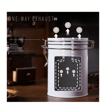 Coffee Bean Tin Canister with CO₂ Release Valve - Baristas Tools