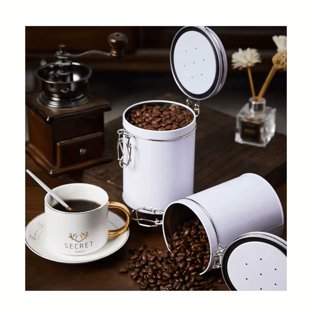 Coffee Bean Tin Canister with CO₂ Release Valve - Baristas Tools