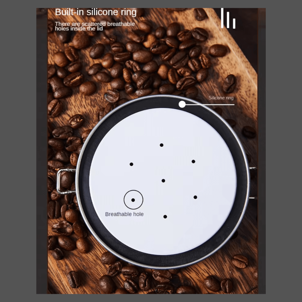 Coffee Bean Tin Canister with CO₂ Release Valve - Baristas Tools