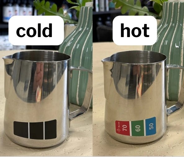 Colour Changing Thermometer Sticker - 50/60/70C - Easy to Read - for Coffee Milk Pitcher/Jug - Baristas Tools
