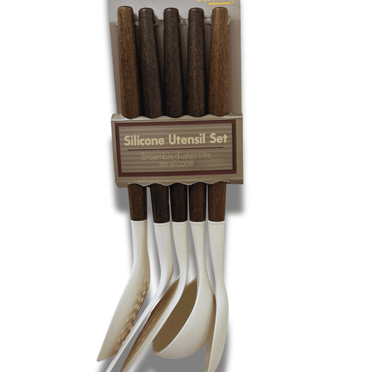 Cook’s Corner 5 Piece Silicone Utensil Set with Beechwood Handles - Baristas Tools