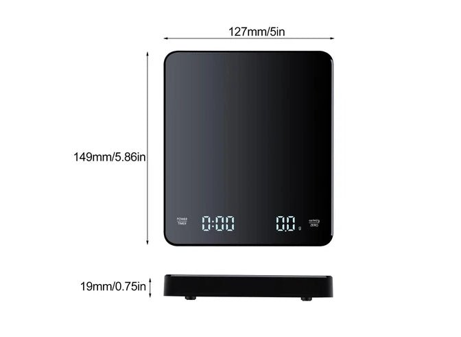 Digital Coffee Scale with Timer – 0.1g High Precision Espresso Scale 3kg Capacity – Rechargeable USB - C - Baristas Tools