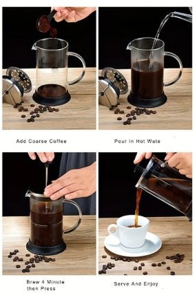 French Press Tea or Coffee Plunger - 600ml Borosilicate Glass - Baristas Tools