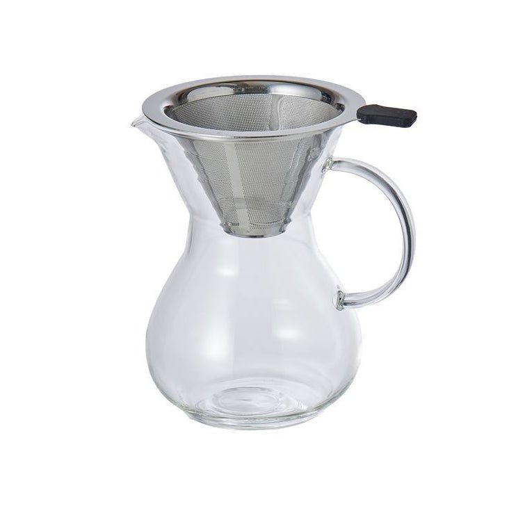 Glass Pour Over Coffee Maker with Stainless Steel Filter – 400ml Manual Brewer - Baristas Tools