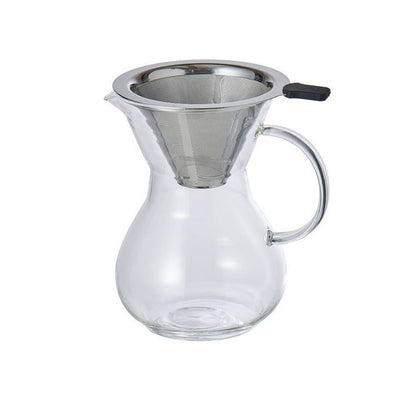 Glass Pour Over Coffee Maker with Stainless Steel Filter – 400ml Manual Brewer - Baristas Tools