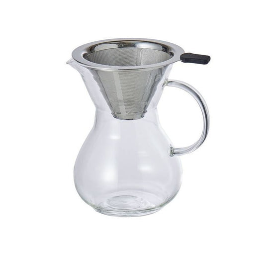 Glass Pour Over Coffee Maker with Stainless Steel Filter – 400ml Manual Brewer - Baristas Tools